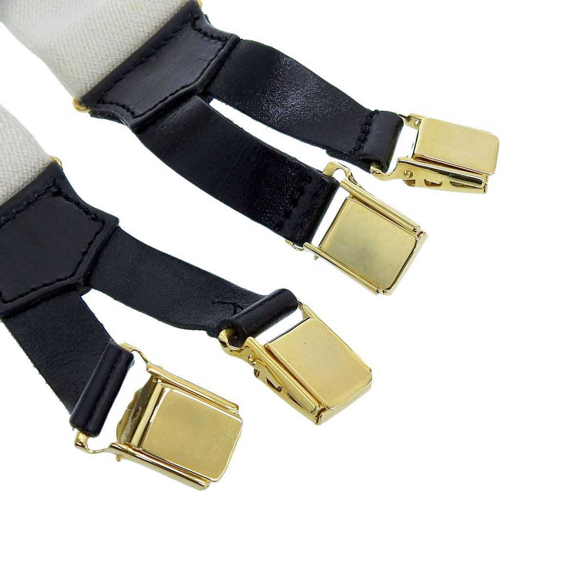 4093) シャネル CHANEL サスペンダー ロゴ ベルト ゴールド金具