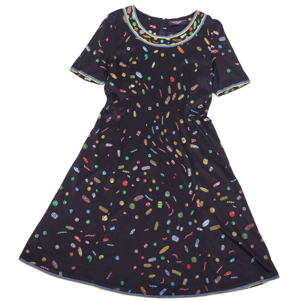 美品 レオナール LEONARD FASHION ワンピース ドレス 半袖 ショ