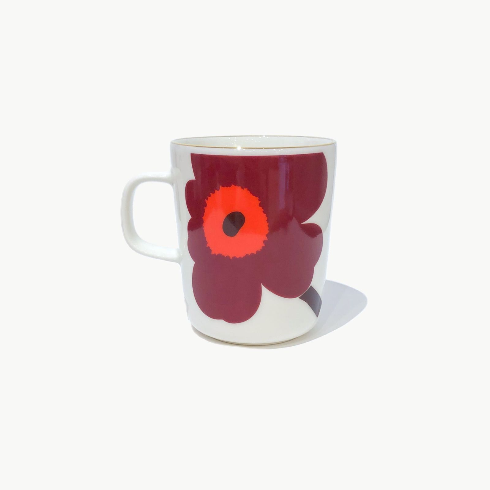  日本 ペアセット 箱入り マリメッコ ウニッコ マグカップ 250 ml バーガンディ×ホワイト×ゴールド 北欧デザイン 食器 マグカップ コーヒー ティーカップ