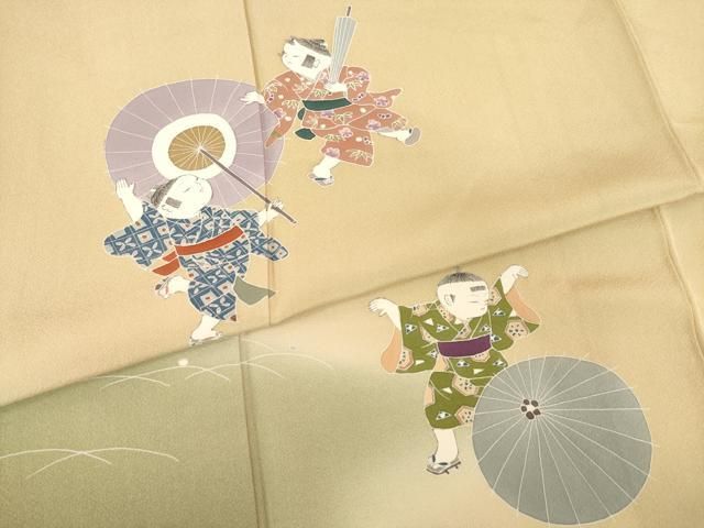 平和屋着物○訪問着 友禅 童子 正絹 逸品 AABB2032ck