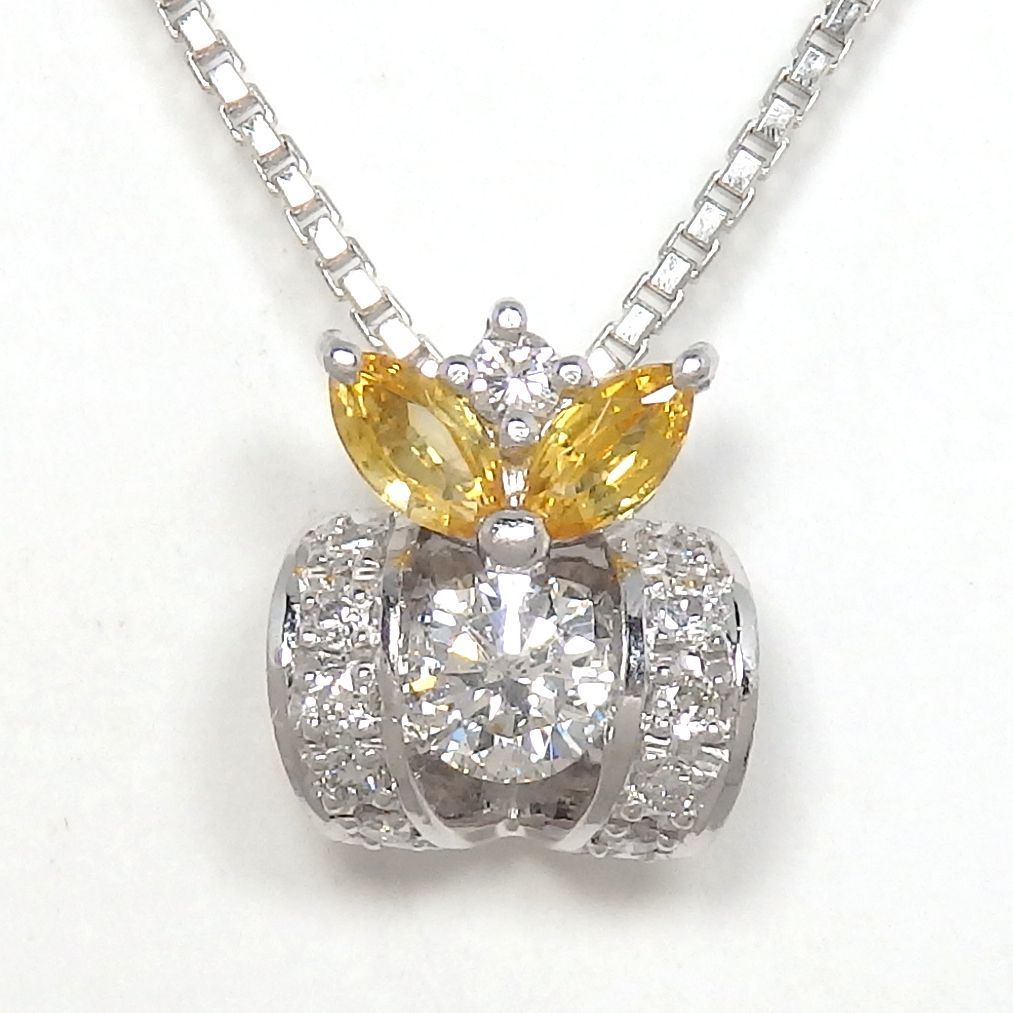 Pt900 プラチナ ダイヤモンド 0.25ct 0.10ct シトリン 0.26ct 