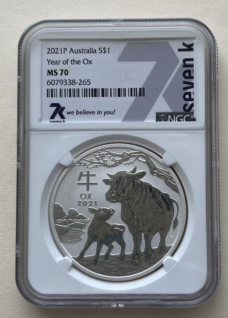 2021 P Silver 1oz Year Of The OX- Atralia NGC MS70 Low Pop 7K