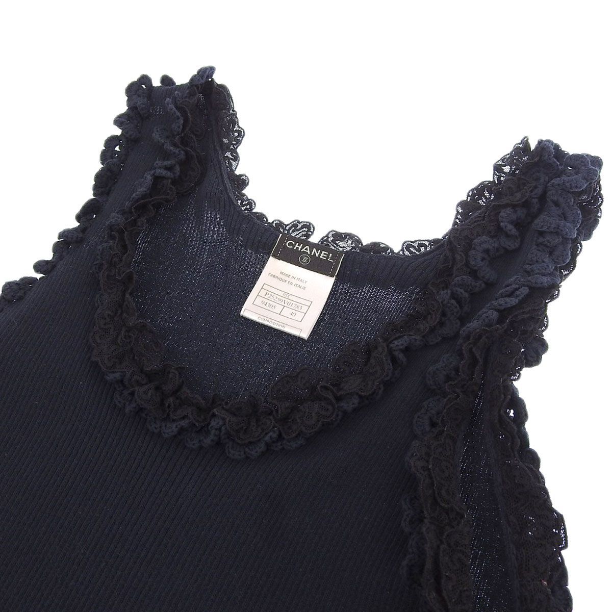 シャネル CHANEL ノースリーブ トップス タンクトップ コットン ネイビー 40 レディース 05C P25259V01783 4011 4011) シャネル CHANEL ノースリーブ トップス タンクトップ