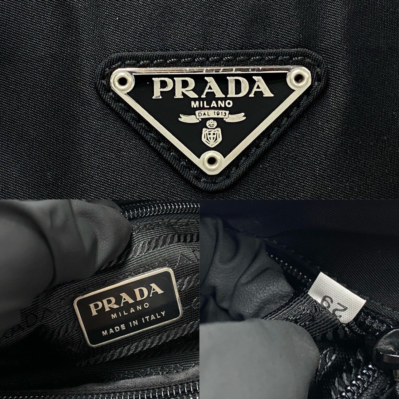 ほぼ未使用 希少品 PRADA プラダ 三角ロゴ 金具 ナイロン ミニ トート