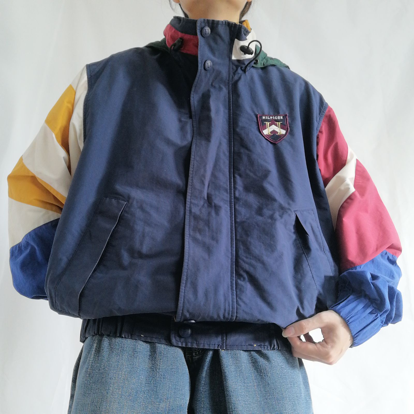 古着 90年代 90s TOMMY HILFIGER トミーヒルフィガー セーリングギア ジャケット ブルゾン 短丈 メンズ S マルチカラー  フード収納型 / N619 - メルカリ