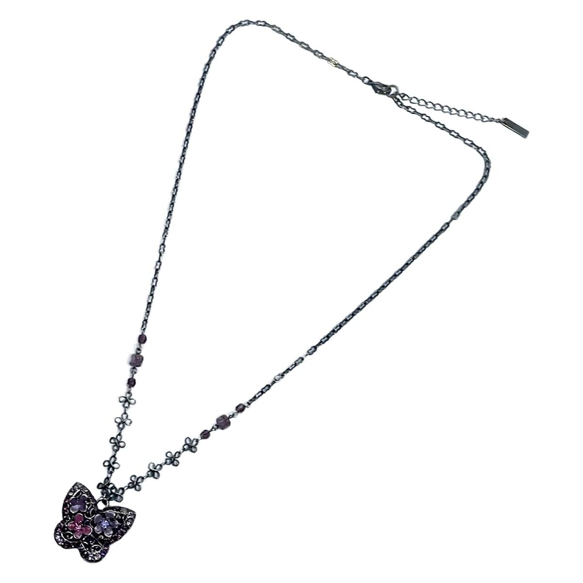 ANNA SUI(アナスイ) ネックレス美品 - ダークグレー×パープル×マルチ 
