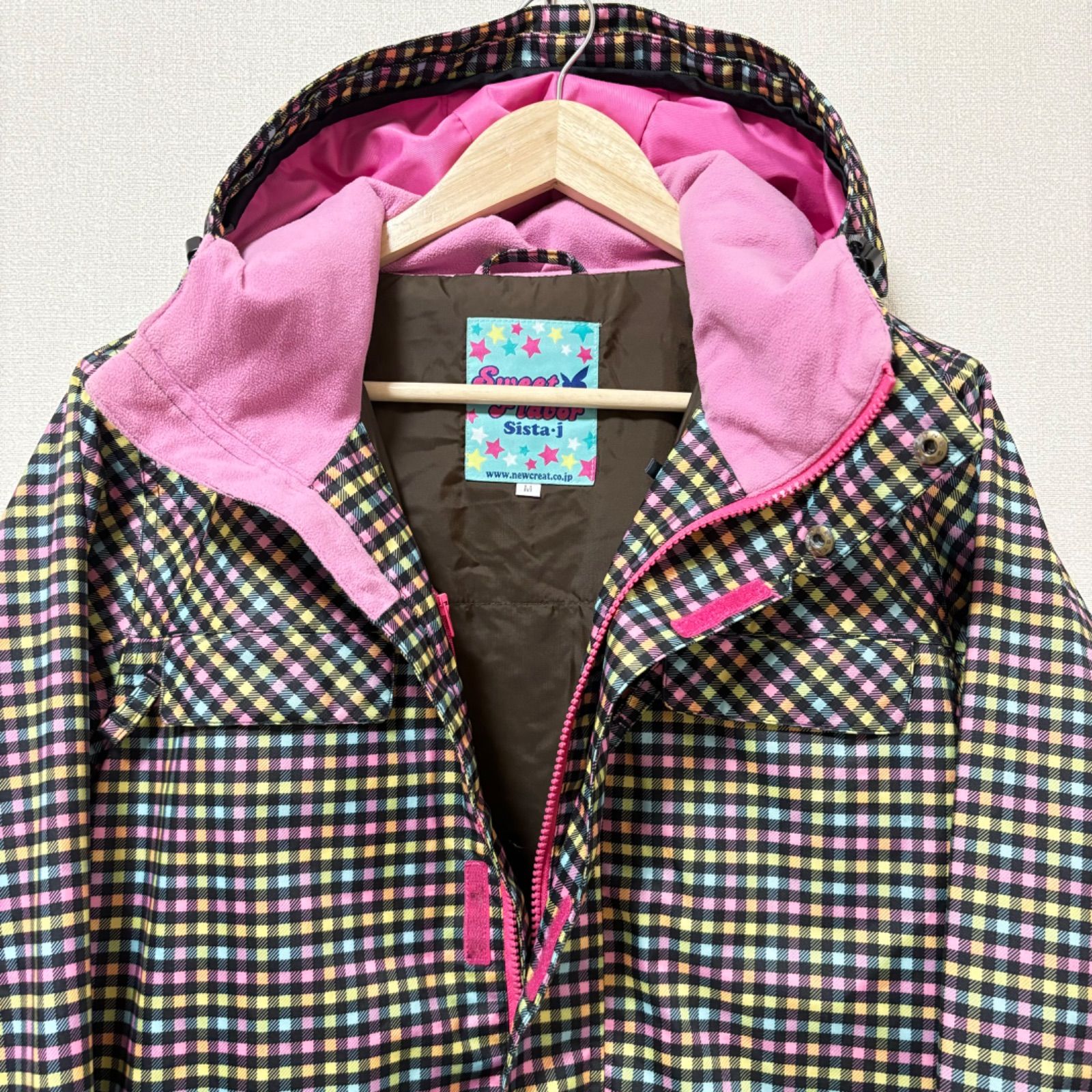 スノーボードウェア カラフル チェック柄 ピンク スキーウェア 女性用