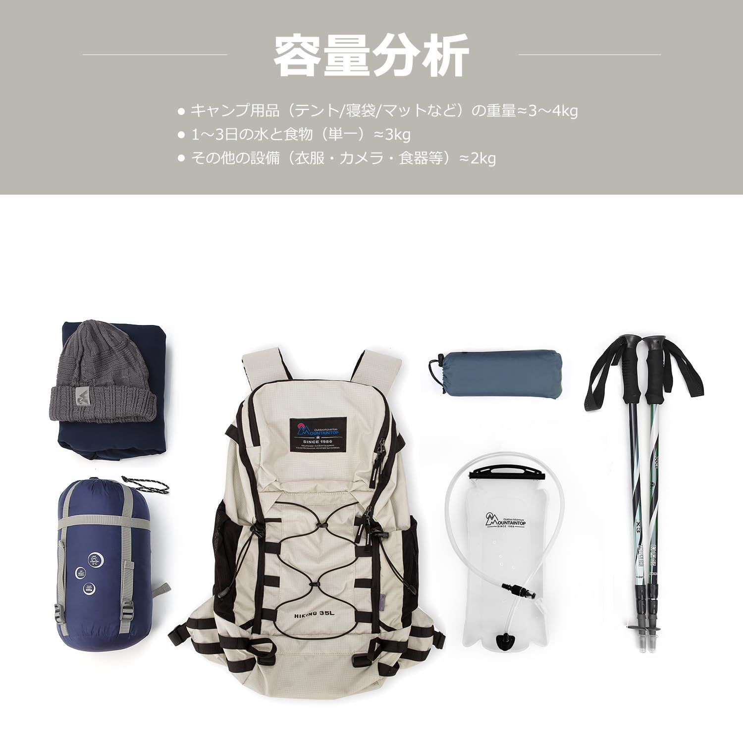 マウンテントップ（Mountaintop）バックパック 70L 防災 リュック 大容量 登山 ザック キャンプ ハイキング アウトドア 旅行 色:A-ブルー×オレンジマウンテントップ(Mountaintop) バックパ