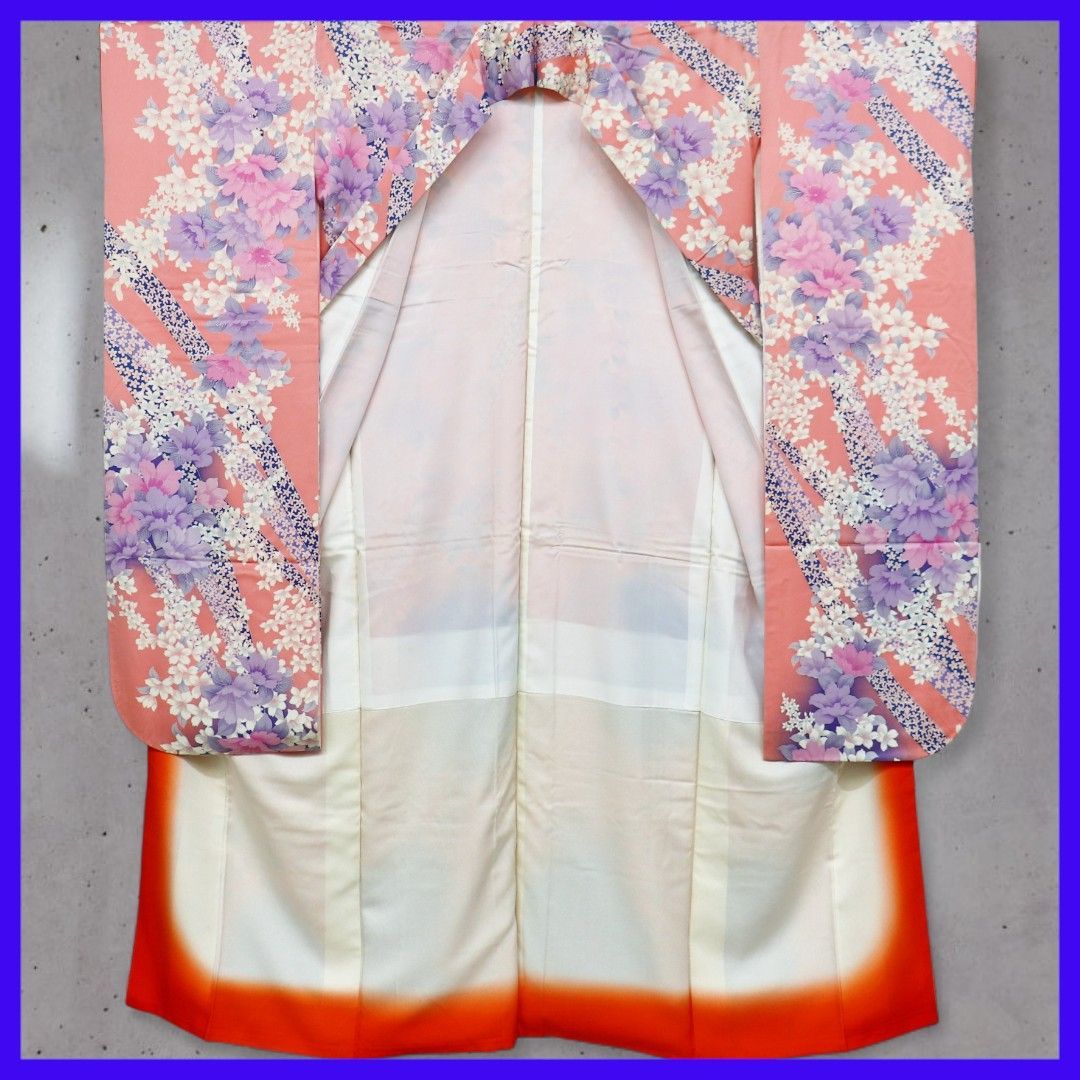三日月とうさぎ a0702 振袖 正絹 フラワーシャワー 小紋柄 成人式 袴上