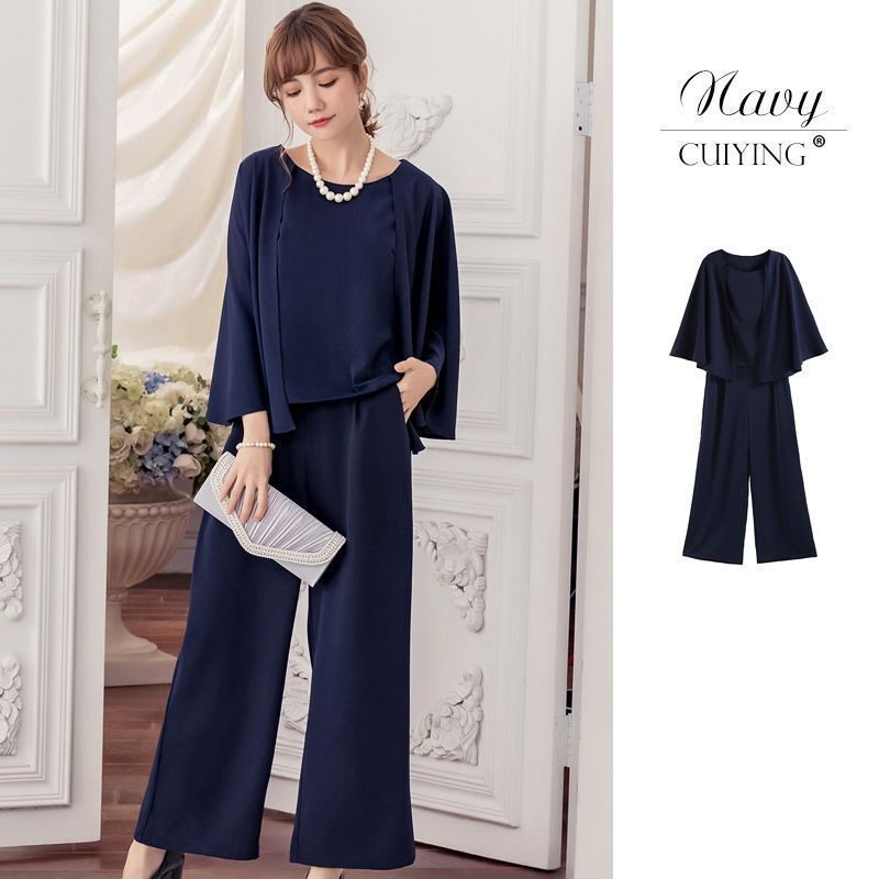 パンツドレス セットアップ ママスーツ 母 ママ 結婚式 パーティードレス トップス ワイドパンツ 大きいサイズ レディース フォーマル 春秋 上品 エレガント レディース cuiying113