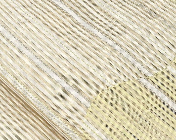 最新情報 名古屋帯 夏帯 絽綴れ 横縞 アイボリー 仕立て上がり 新品 正絹 着物・浴衣
