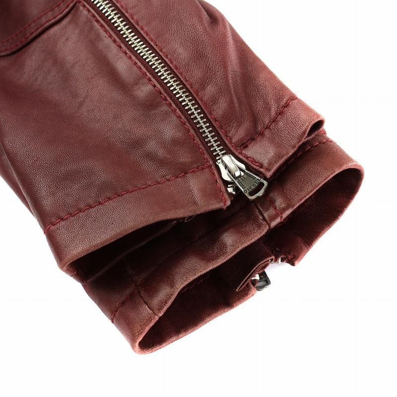 ディーゼル DIESEL ライダースジャケット シングル 羊革 ラムレザー M