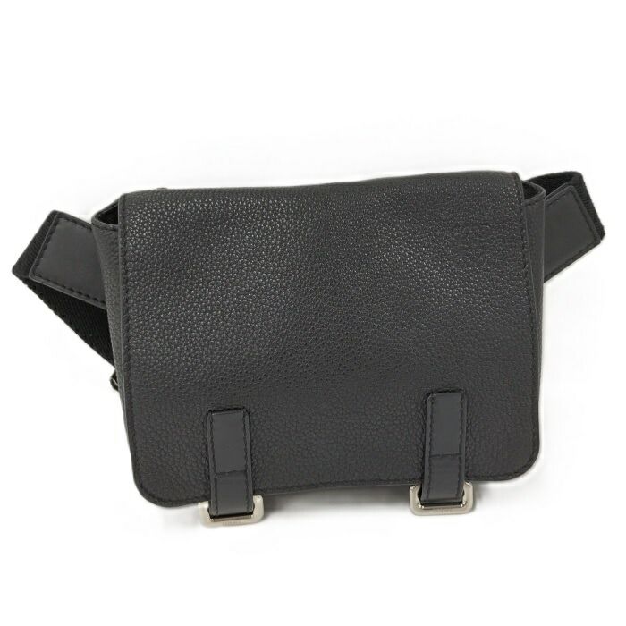 LOEWE アナグラム ミリタリー バムバッグ ボディバッグ スモール ショルダーバッグ レザー ブラック 317.12AB23