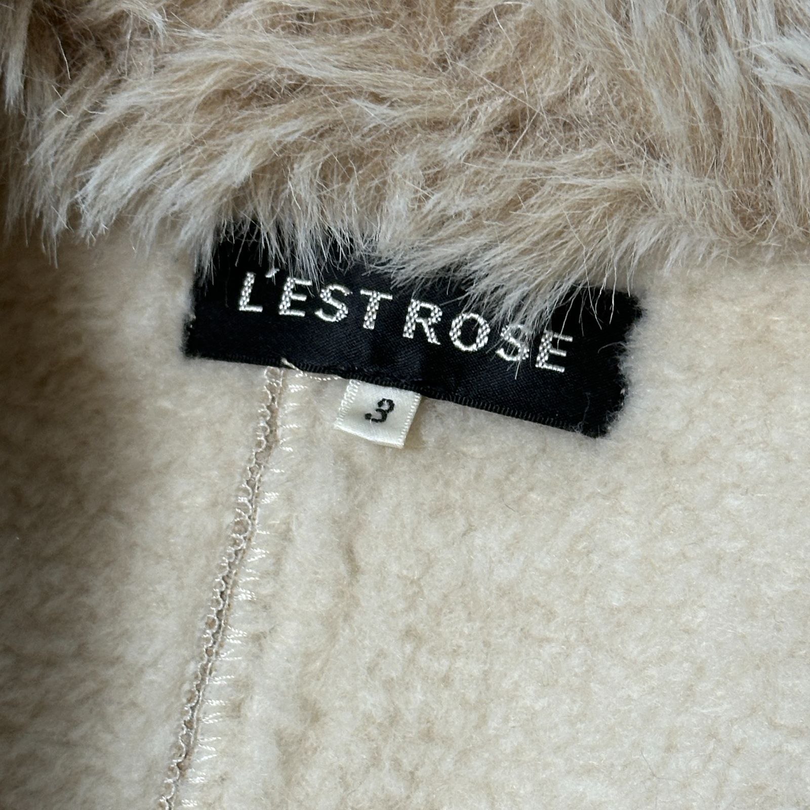 L'EST ROSE フェイクムートン コート アイボリー サイズ3 レディースL