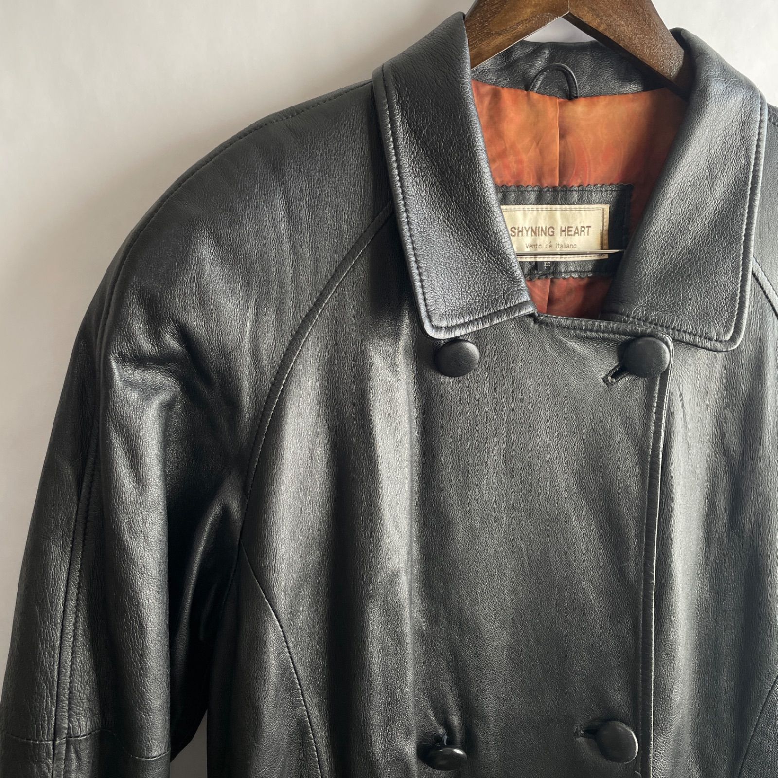 美品】SHYNING HEART メンズ 羊革 トレンチ レザーコート フリーサイズ 