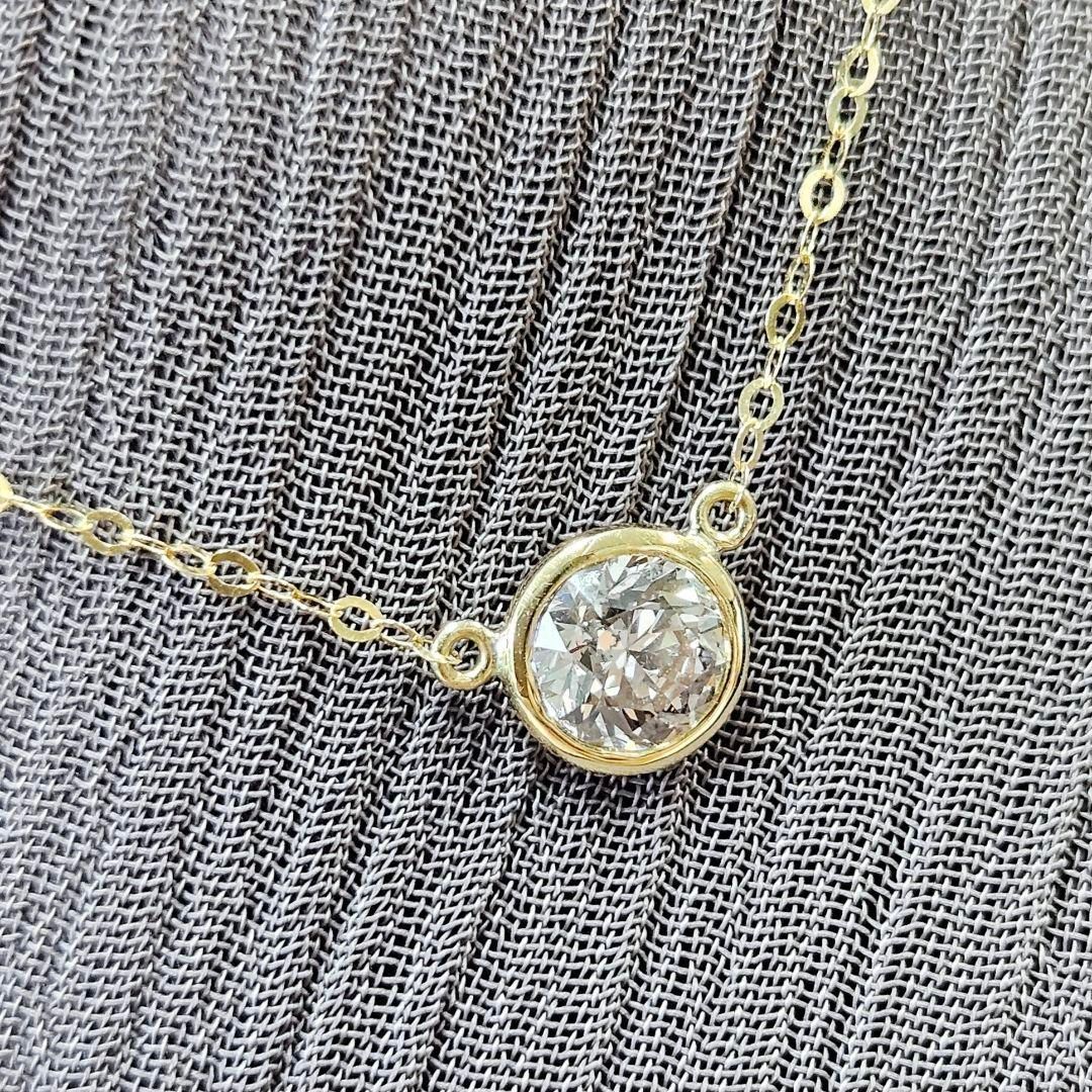 大人気！0.5ctUP ダイヤ バイザヤードセッティング K18YG ネックレス  