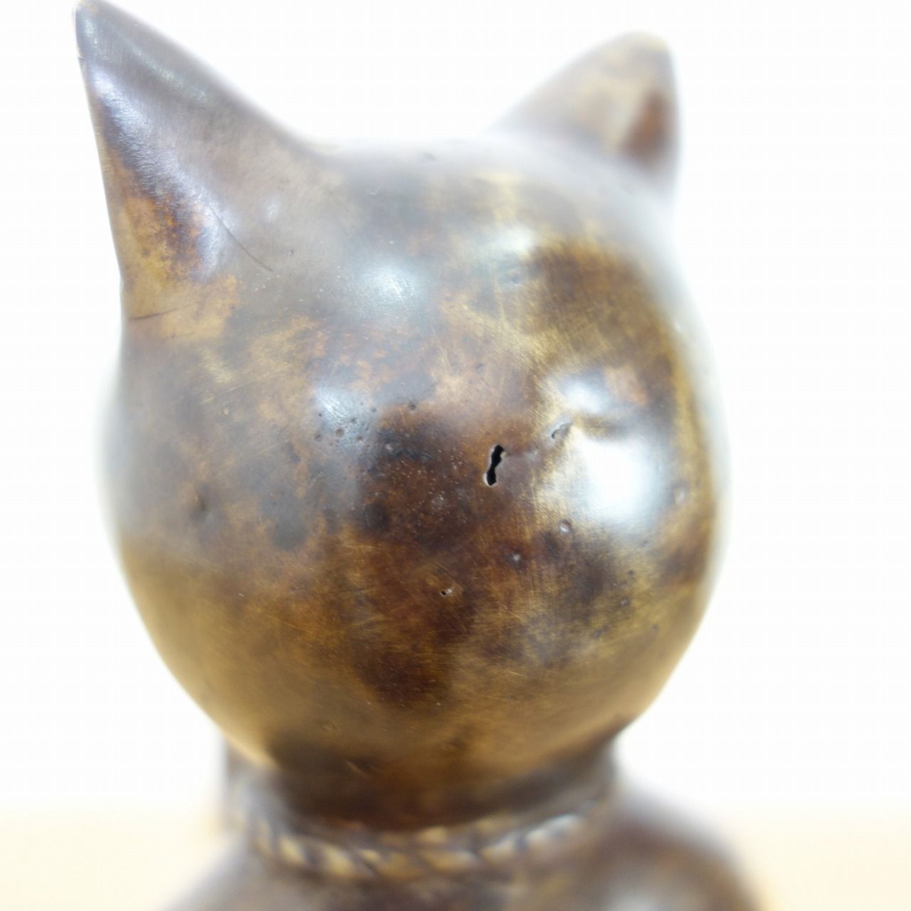 猫のオブジェ パーカッション35cm ブロンズ製 アンティーク調 ネコ 