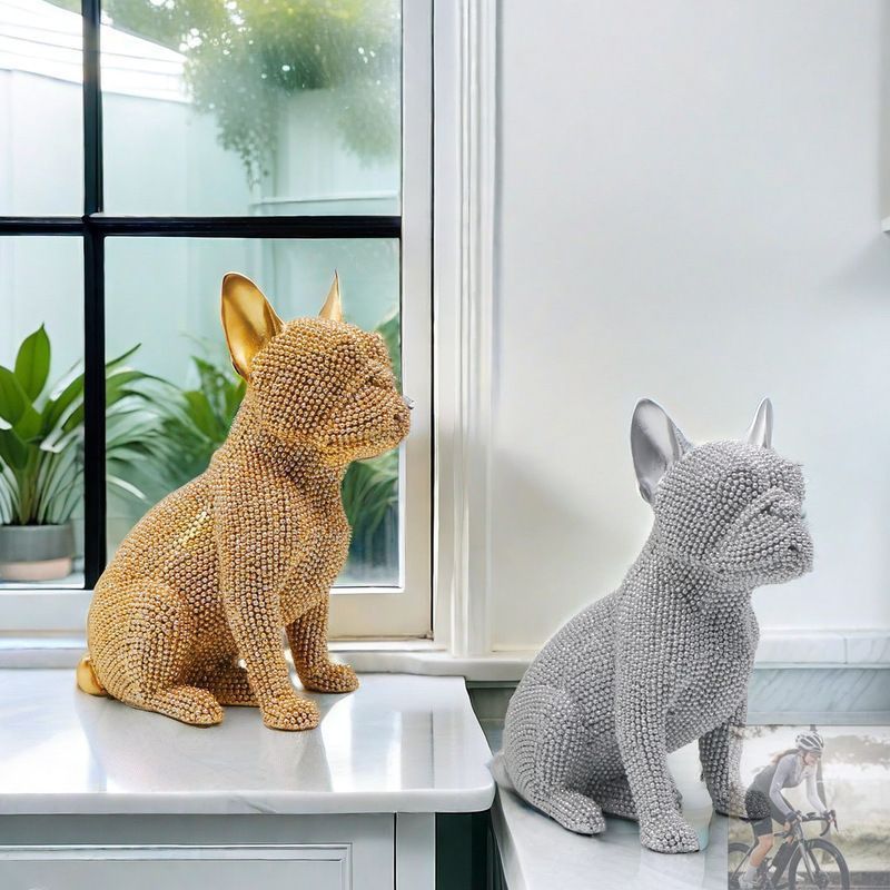 新品未使用】フレンチブルドッグ 置物 樹脂ビーズ キラキラ フィギュア