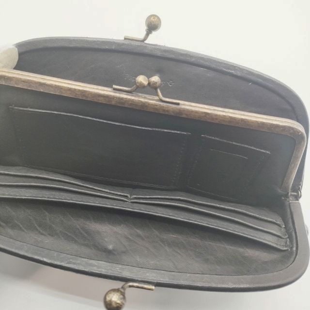 ebagos レザーがま口ウォレット 長財布 ブラック レディース エバゴス【中古】5-1012G∞ ebagos レザーがま口ウォレット 長財布 ブラック レディース エバゴス