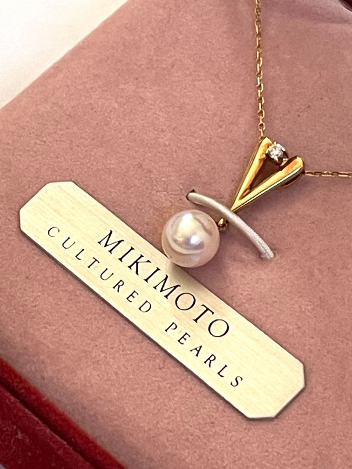 美品 箱 ケース入り MIKIMOTO CULTURED PEARLS K18 750 本真珠 パール 