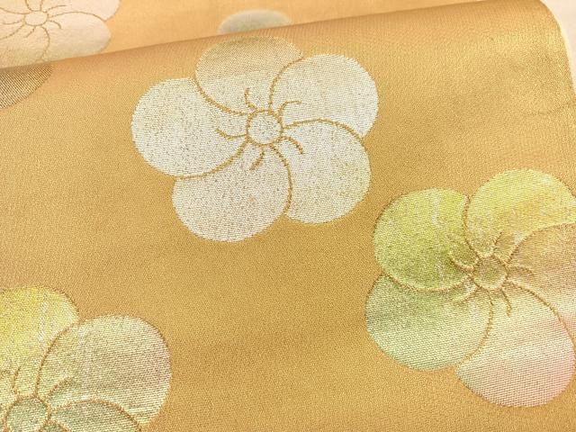 平和屋着物○龍村織物 六通柄袋帯 名月梅花文 金銀糸 正絹 逸品
