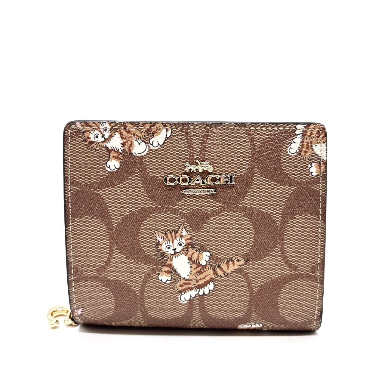 COACH 猫プリント 二つ折り財布 ✨良品✨ COACH コーチ 二つ折り 財布