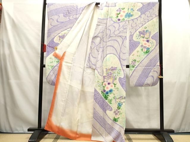 平和屋着物□豪華振袖 駒刺繍 御所車花文 正絹 逸品 AAAZ5427ma 平和屋