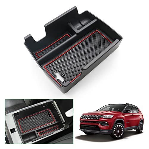 レッド 【GAFAT】ジープ コンパス MP型 2代目 2021年～現行 Jeep Compass 新型 専用 車用収納ボックス 収納ボックス 内装パーツ センターコンソールボックス 外付コンソールボックス コイン収納 小