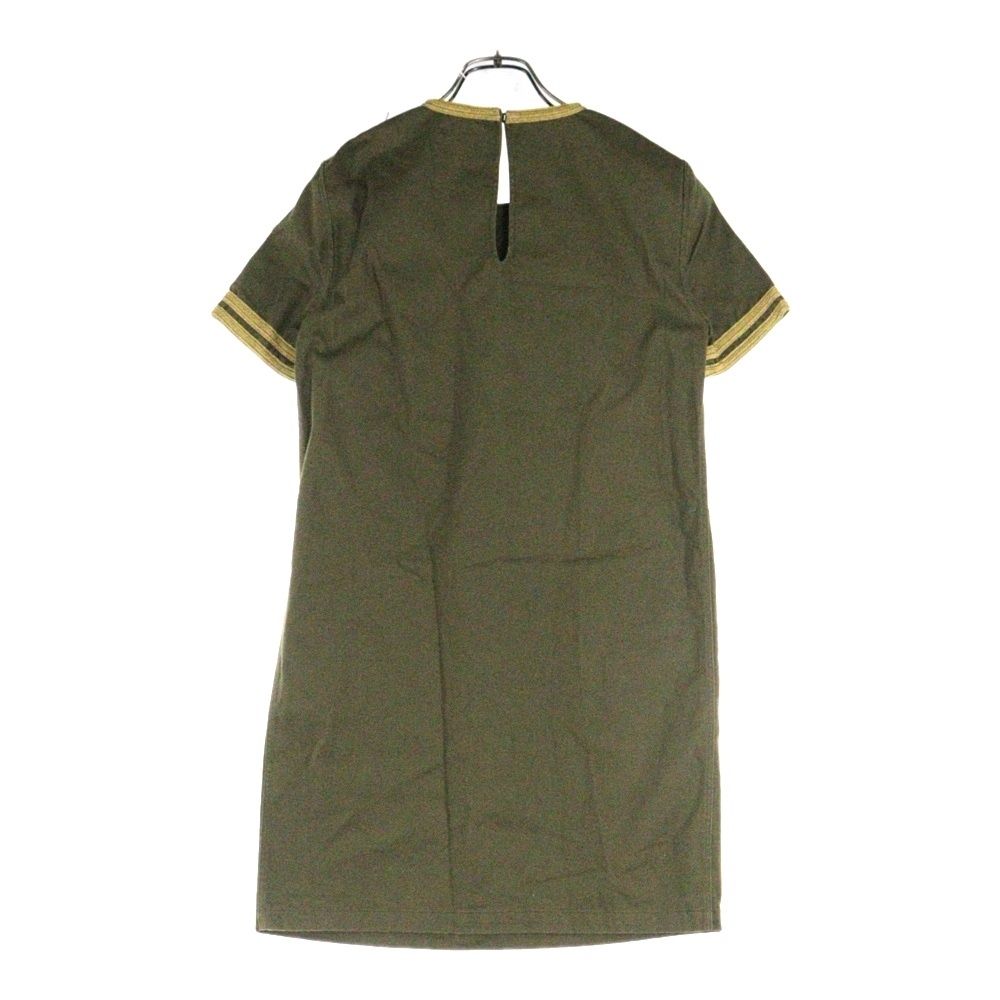 SAINT LAURENT PARIS サンローランパリ darlingコード刺繍 ミリタリー クルーネック 半袖 ワンピース カーキ レディース 552406