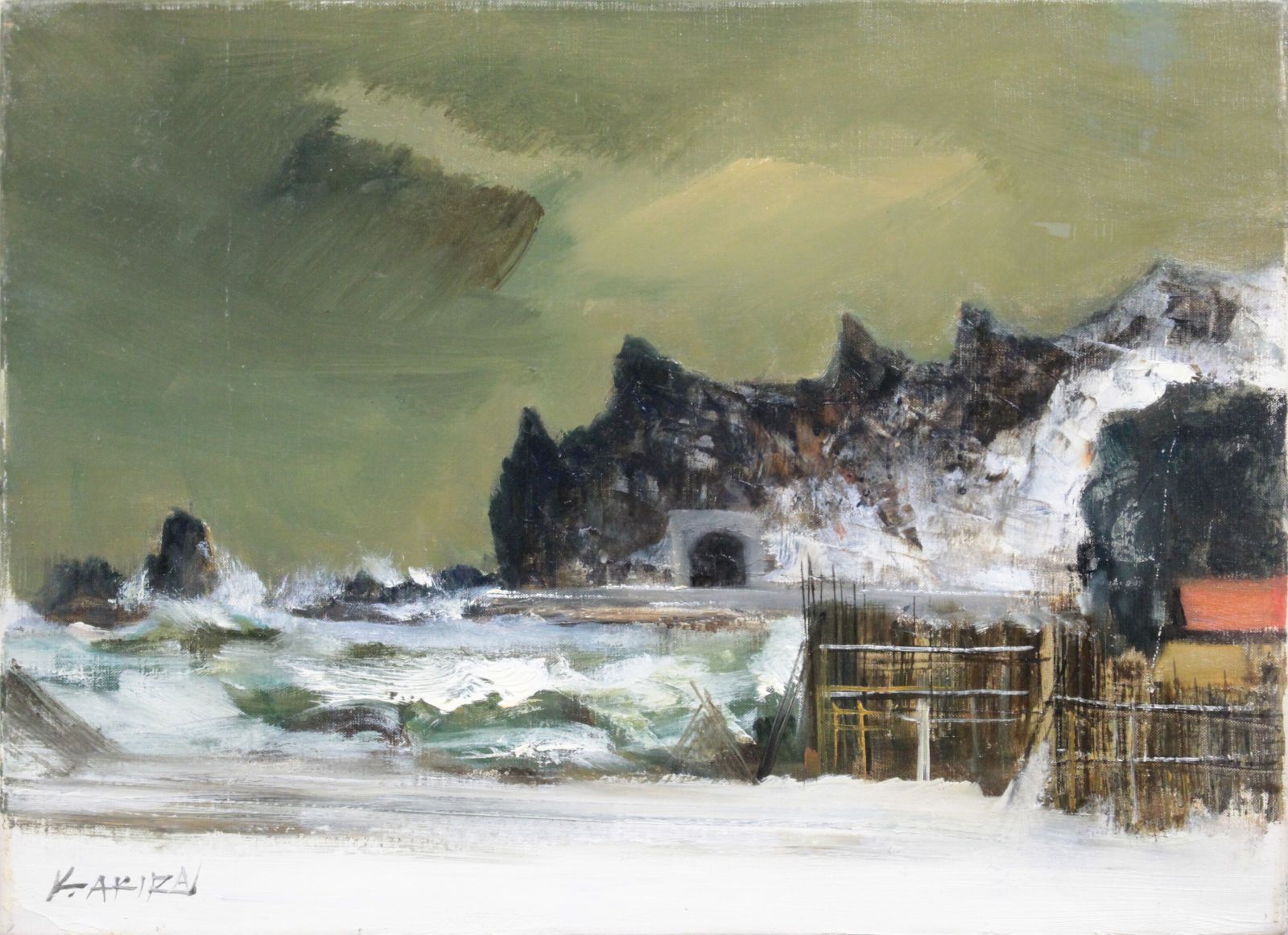 小松 明『積丹の冬』油彩画【真作保証】 絵画 小松 明 『積丹の冬』 油彩画 - 北海道画廊