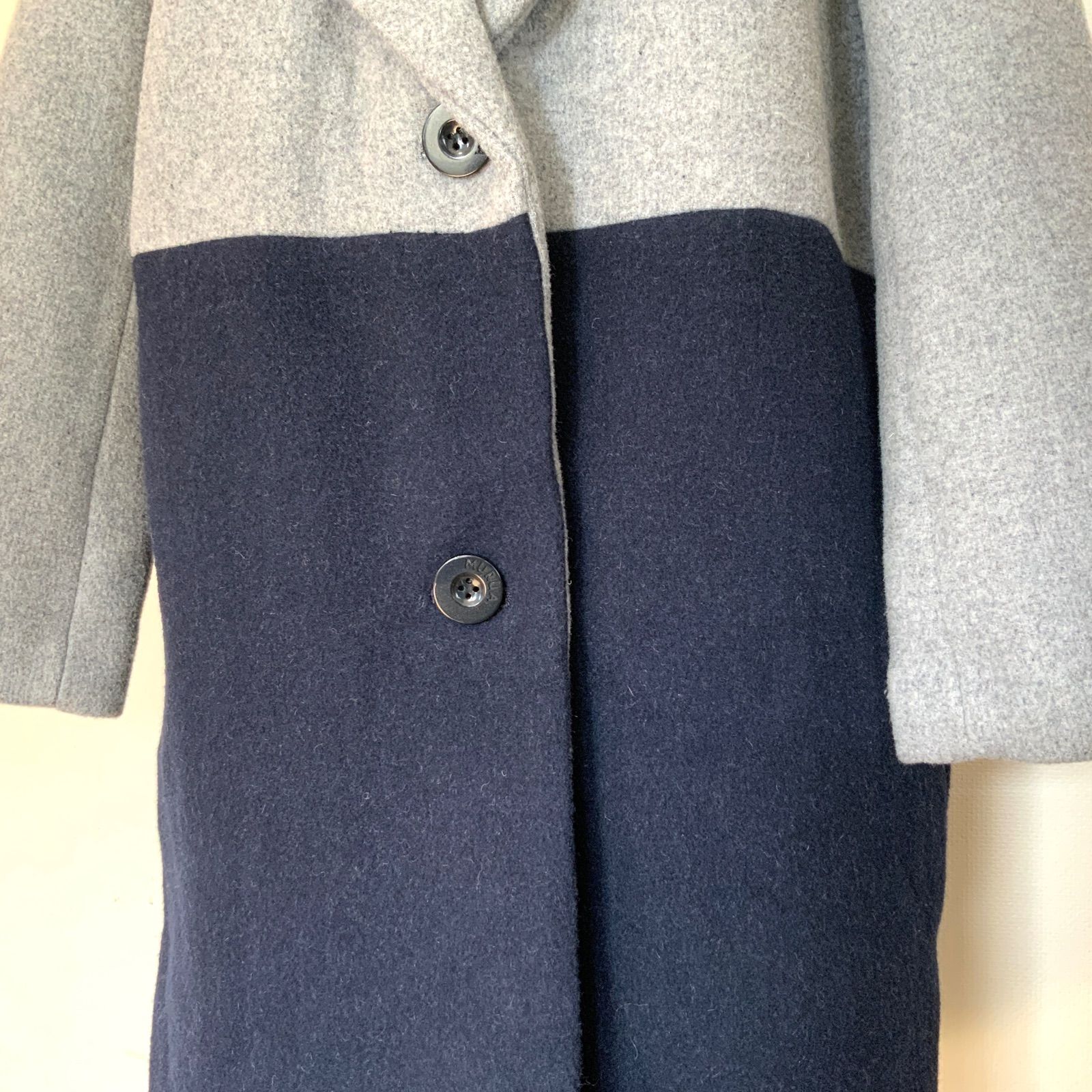 美品 MURUA ムルーア バイカラー チェスターコート