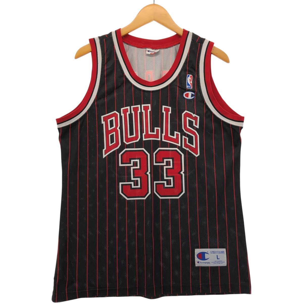 古着 チャンピオン Champion NBA CHICAGO BULLS シカゴ ブルズ ストライプ柄 メッシュタンクトップ ゲームシャツ |eaa579102