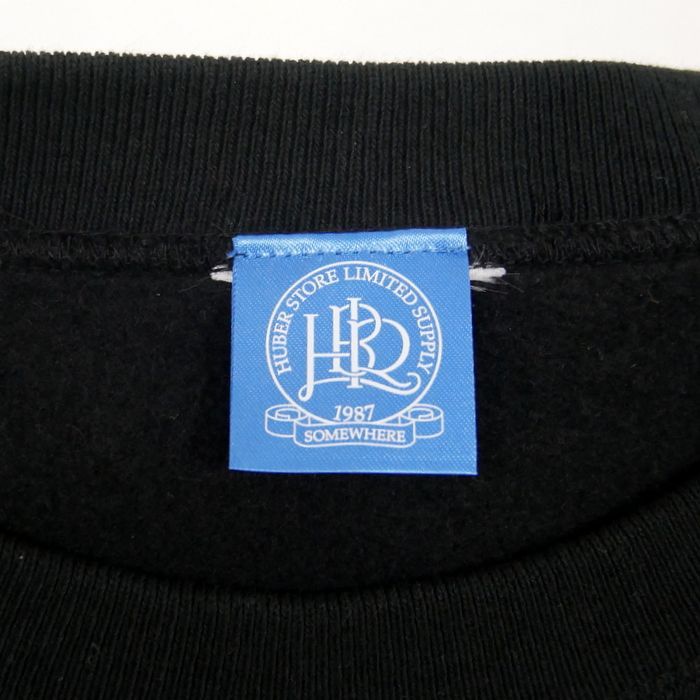 Huber Store Huberstore フーバーストア 国内正規 Original Emblem Crewneck Sweatshirt  オリジナルエンブレム クルーネックスウェット スウェットシャツ Black ブラック 黒 XL