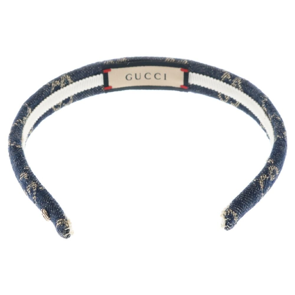 GUCCI (グッチ) GGデニムロゴ ウォッシュドデニム カチューシャ