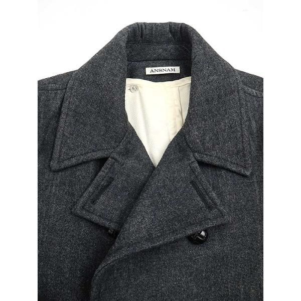 ANSNAMアンスナムライナー付カシミヤコットンダブルコートグレーサイズ