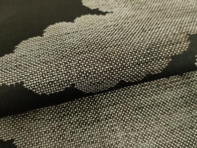 平和屋着物○上質な紬 雲重ね文 黒地 正絹 逸品 AABA0123zg