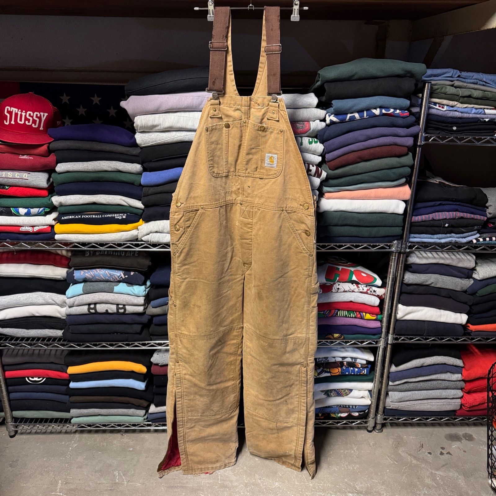 雰囲気系 ボロ ジャンク ユニオンチケット有り 90s carhartt カーハート オーバーオール ダブルニー