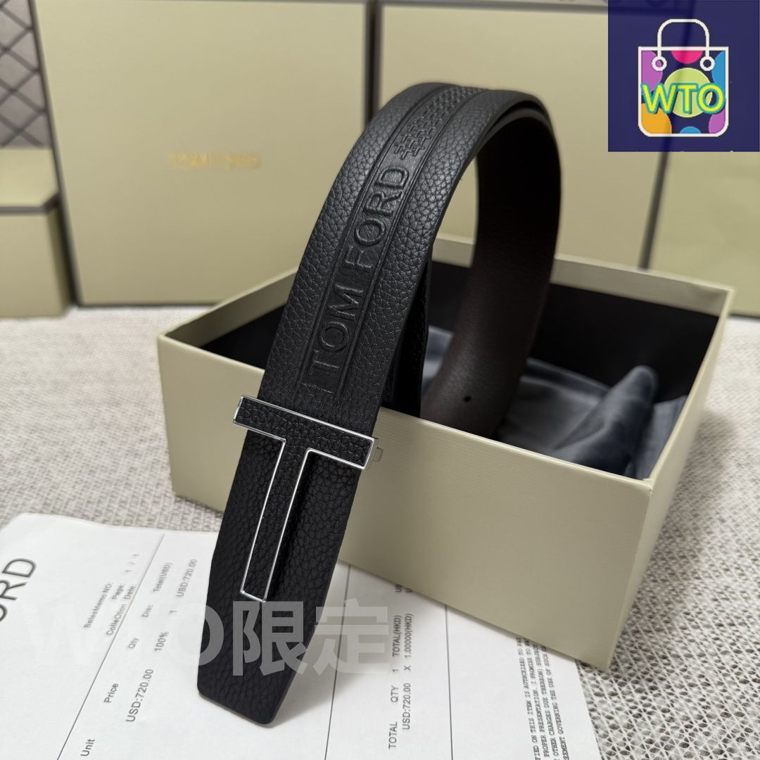 今日特価】Tom Ford トムフォード ダブルフェイスレザーベルト-1
