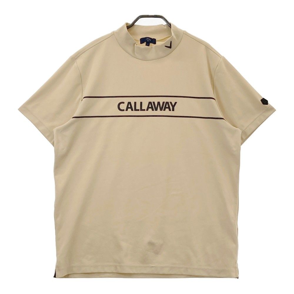サイズ：LL CALLAWAY キャロウェイ 2025年モデル モックネック 半袖Tシャツ  ベージュ系 [240101496163] ゴルフウェア メンズ ストスト サイズ：LL CALLAWAY キャロウェイ 2025年モデル モックネック