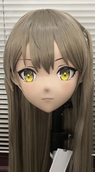 「二次元美少女全頭マスク」カツラ＆ロック付き コスプレ・着ぐるみ用 二次元美少女全頭 マスクカツラ＆ロック付き コスプレ着ぐるみ用