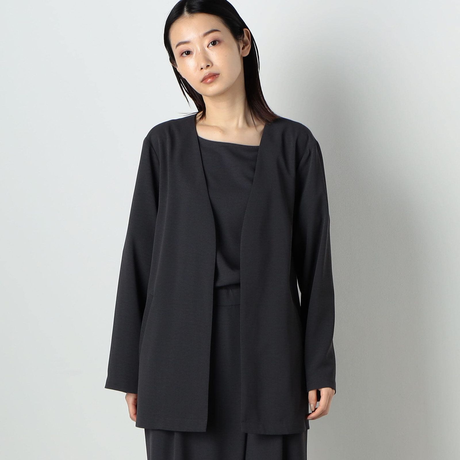 コムサイズム UVカット 吸水速乾 接触冷感 kireri 着流しジャケット 12-09 GC 15-203 M チャコール