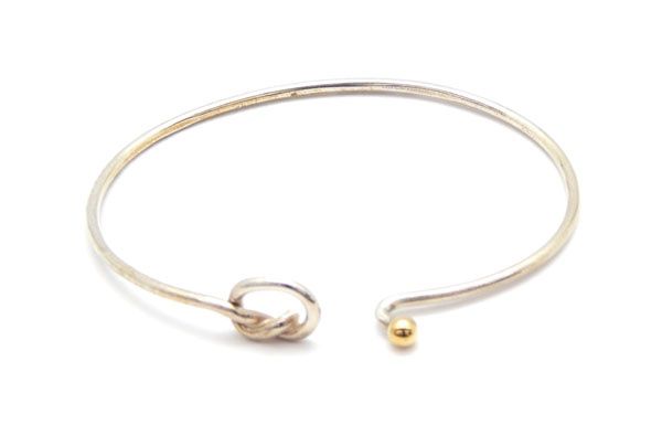 極美品 オールドティファニー ラブノット コンビ バングル シルバー k18 極美品 オールドティファニー ラブノット コンビ 7号 シルバー