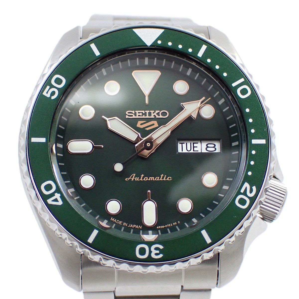 SEIKO セイコー 5スポーツ メカニカル 自動巻き メンズ 腕時計 デイデイト グリーン文字盤 SBSA013 | 4R36-07G0 いおき質