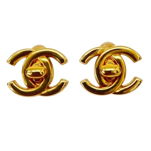 ♪CHANEL シャネル ターンロック イヤリング ゴールド