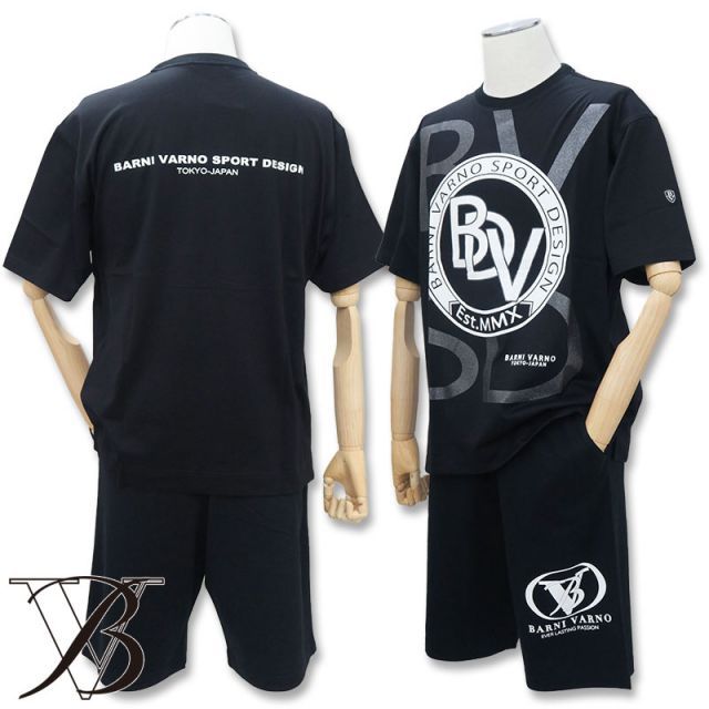 バーニヴァーノ ロゴ入り 半袖Tシャツ ショートパンツ セットアップ 春夏 M Lサイズ 黒 09 BARNI VARNO  BSS-MTH4731-09 ブラック 上下セット - メルカリ