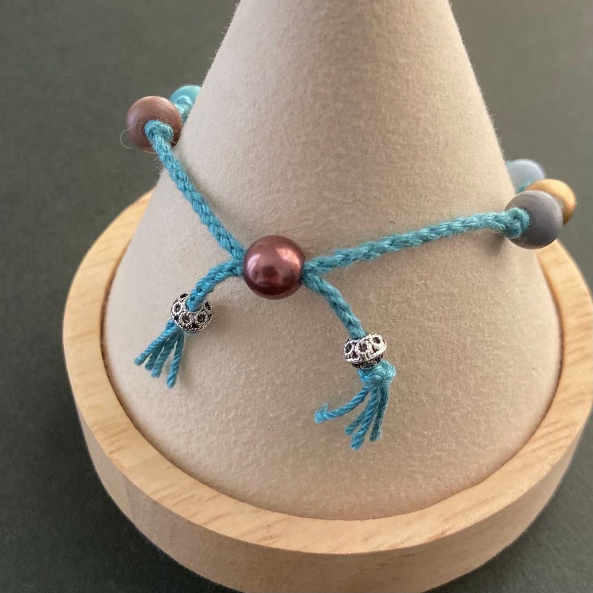 厚重 ブレスレット　ハンドメイド 光のブレスレット （ハンドメイド チェーン ガラスチャーム 菱形