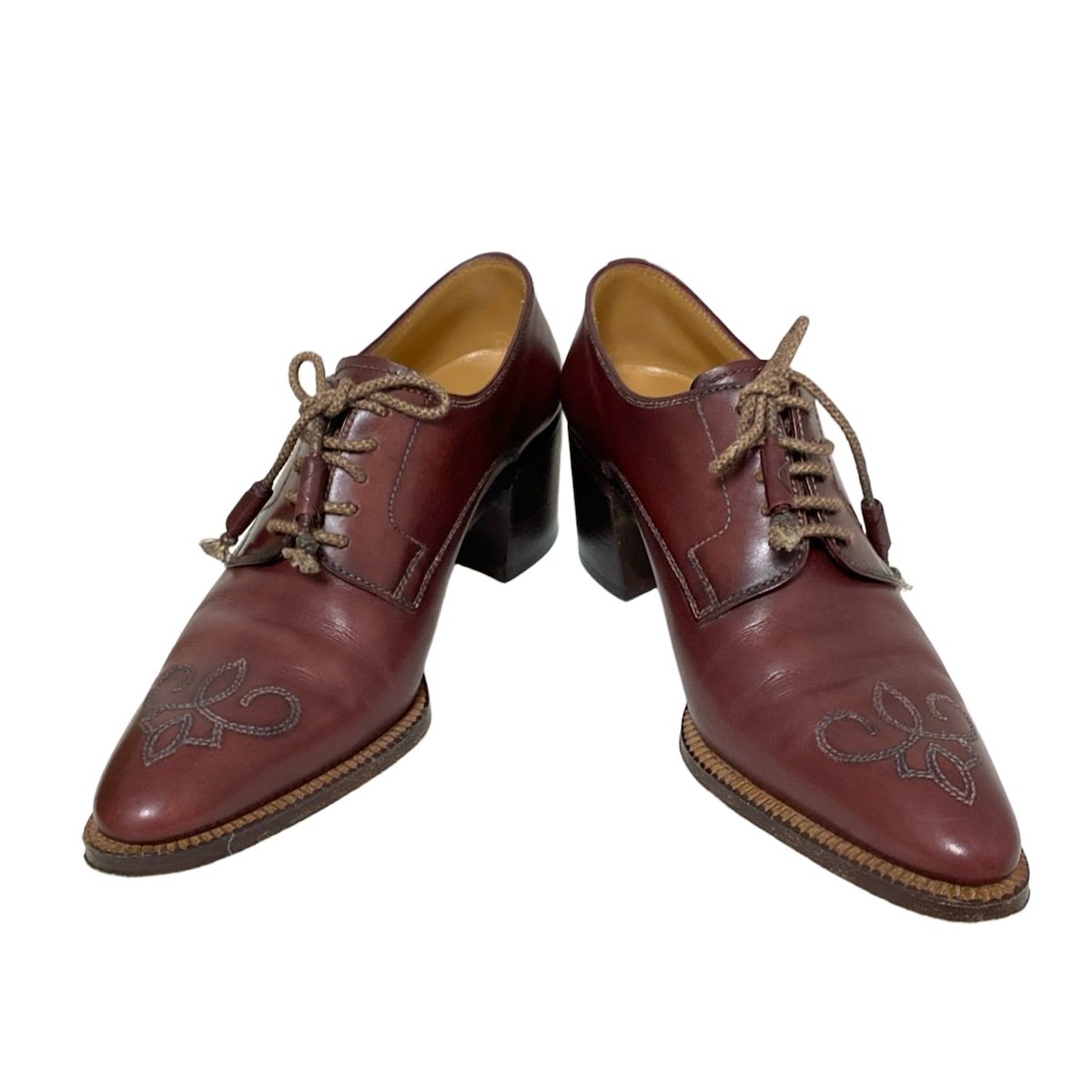 STEFANOBI ステファノビ ブーティ 36 レディース - ダークブラウン 刺繍 レザー