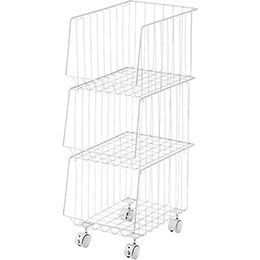 鮮明さのある 東谷 スタッキングワゴン3D ホワイト AKB-438WH