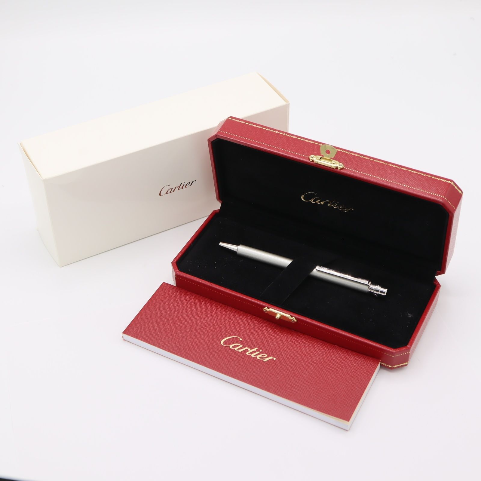 Cartierボールペン シルバー 赤ケース付き Cartier カルティエ ボールペン ラブ ツイスト式 シルバー系