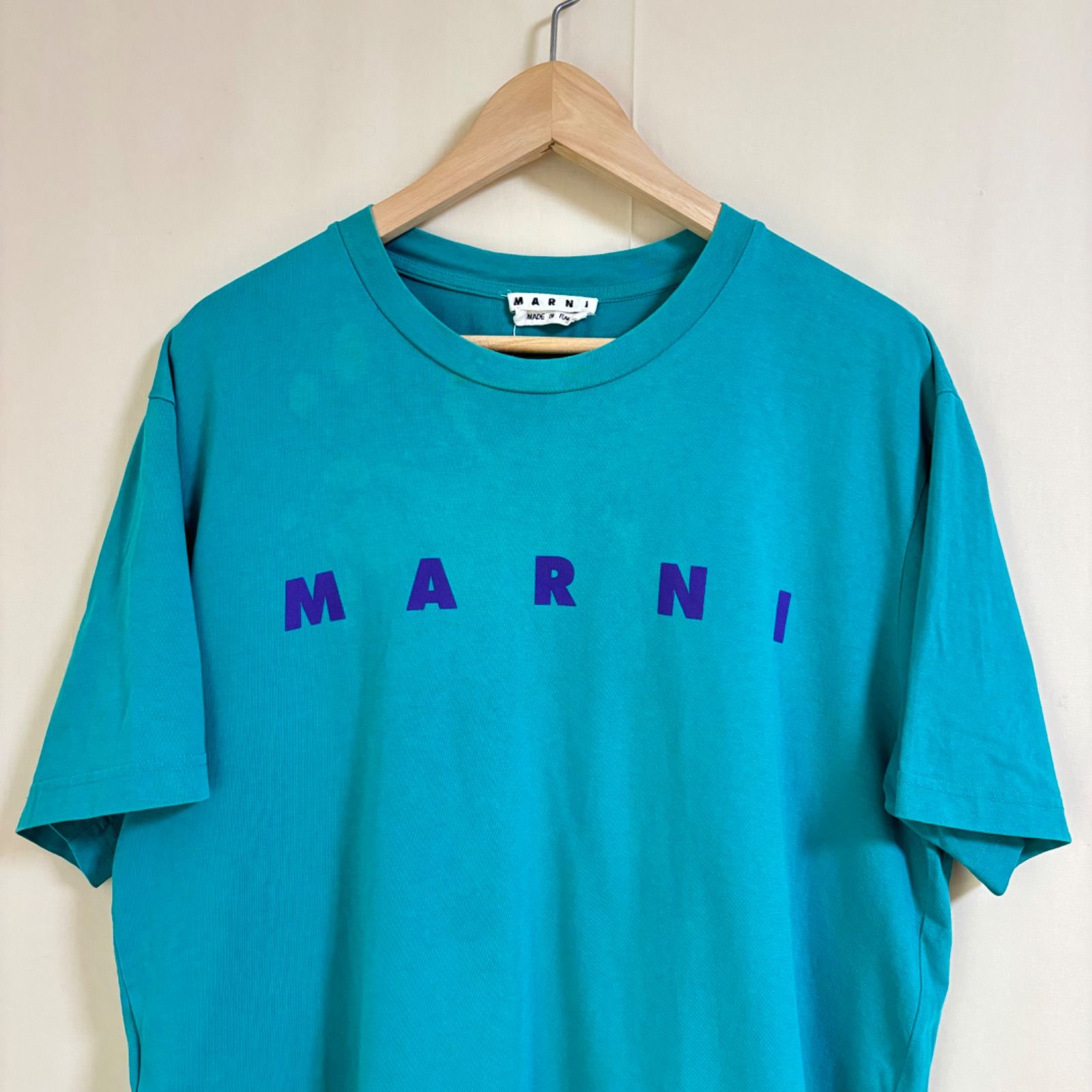 MARNI Tシャツ ロゴ エメラルドグリーン 48 イタリア製 - メルカリ